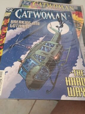 DC Catwoman Comic - Blue and Green Helicopter Cover In A Sleeve